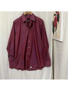 Eden 100% Cotton Red Metallic Button Down Shirt